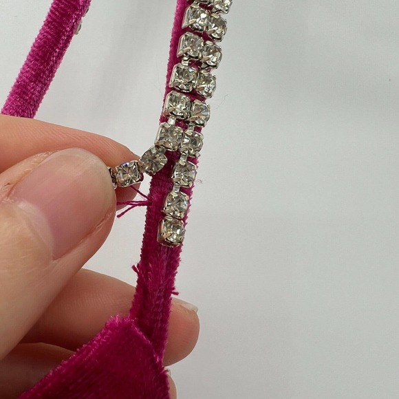 Lulus Forever Luxe Hot Pink Velvet Rhinestone Mermaid Maxi Dress Formal Size XS - Picture 4 of 16